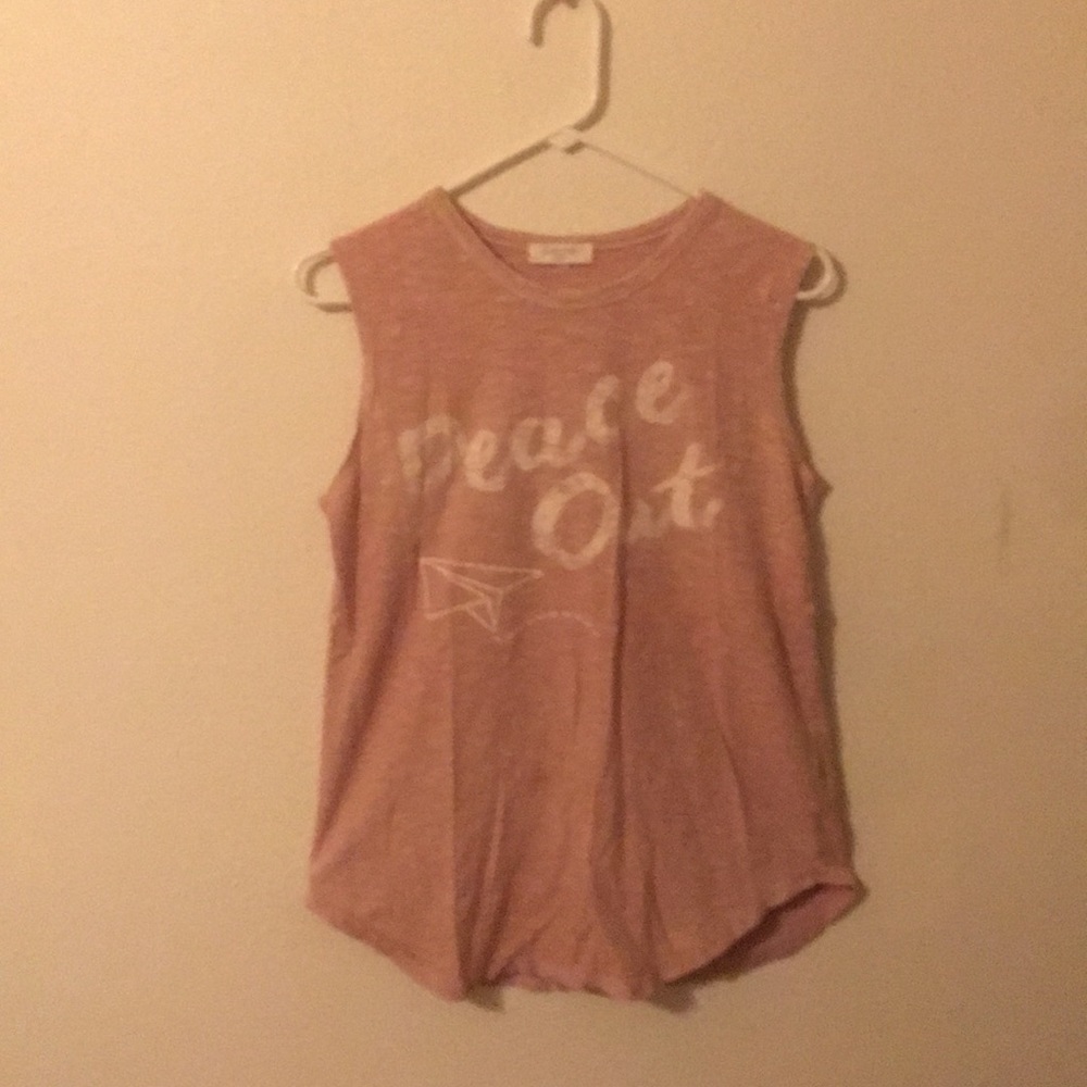Peace out pink tank top
